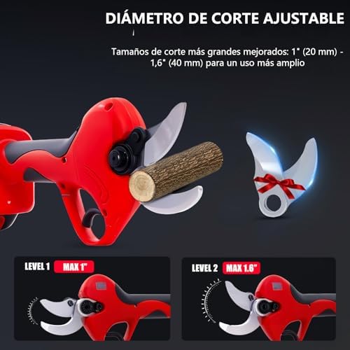 OUTIGO 40mm con motor brushless cortando ramas gruesas en huerto